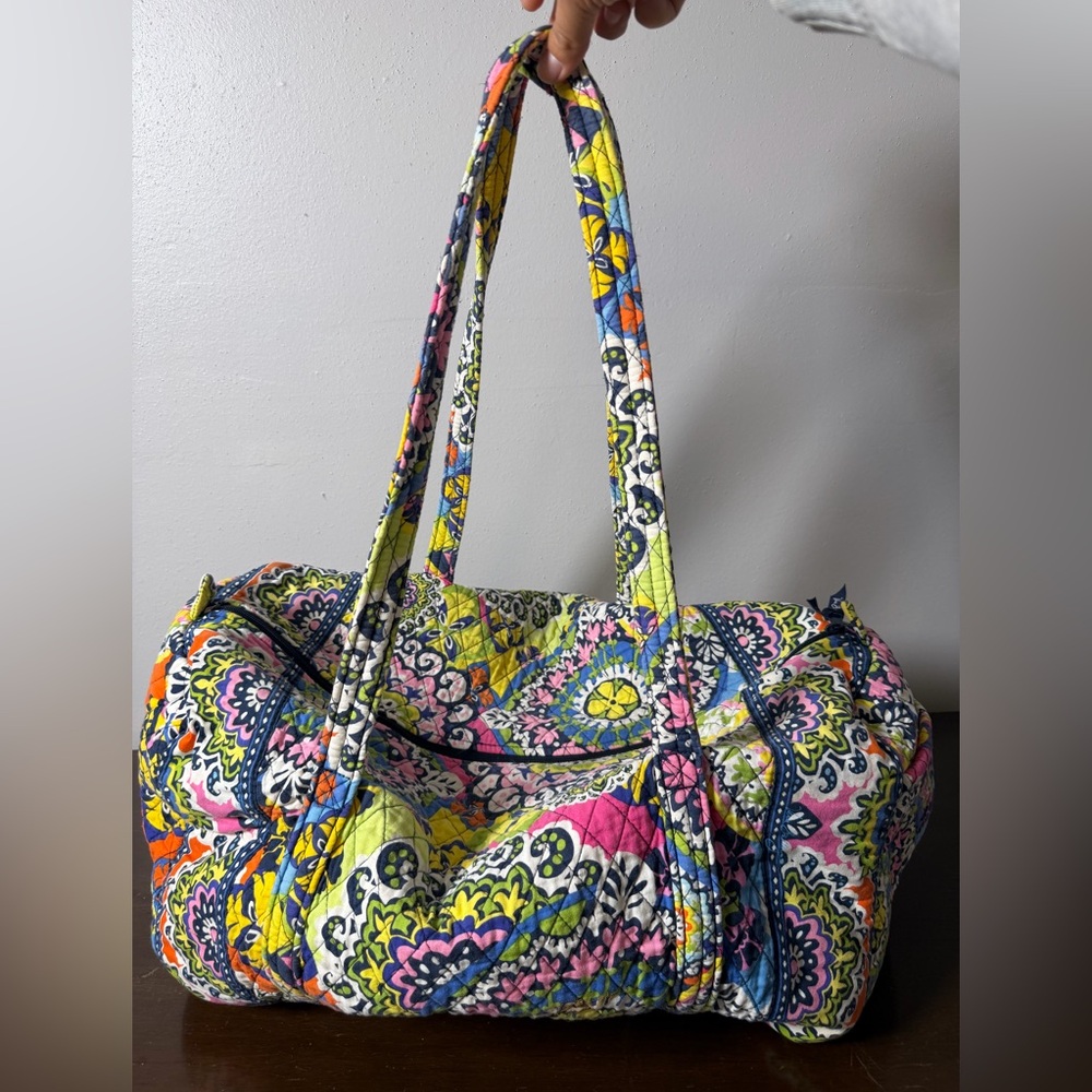 Vera Bradley Floral Quilted Duffel in Pink, Yellow, Blue & Green